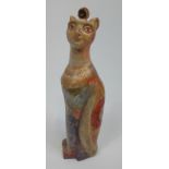 An Unusual hand made studio pottery Egyptian style cat sculpture, Signed BK 84' [33cm in height]