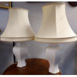 A Pair of contemporary white ceramic table lamps [working]