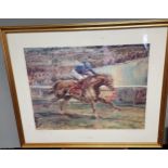 A Limited edition [469/850] horse racing print titled 'Nashwan' by Claire Eva Burton. Signed in