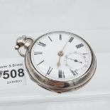 Antique London silver cased pocket watch produced by P. Bryson & Son, Dalkeith, 8977. Comes with a