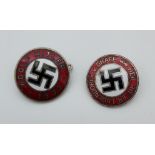 Two German nazi enamelled Hitler Youth badges.