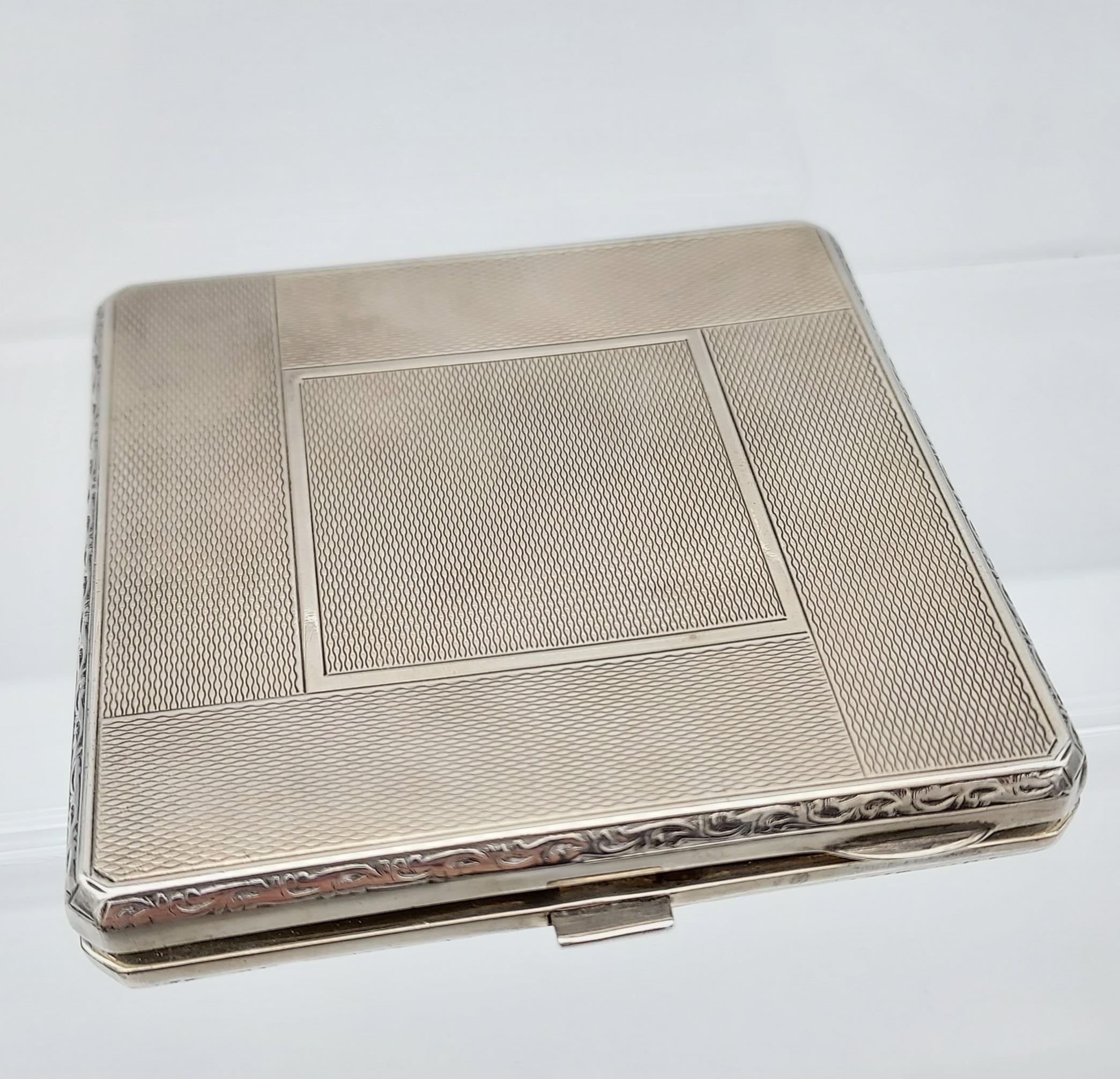 A Ladies Silver hallmarked art deco design mirror compact. - Image 2 of 4