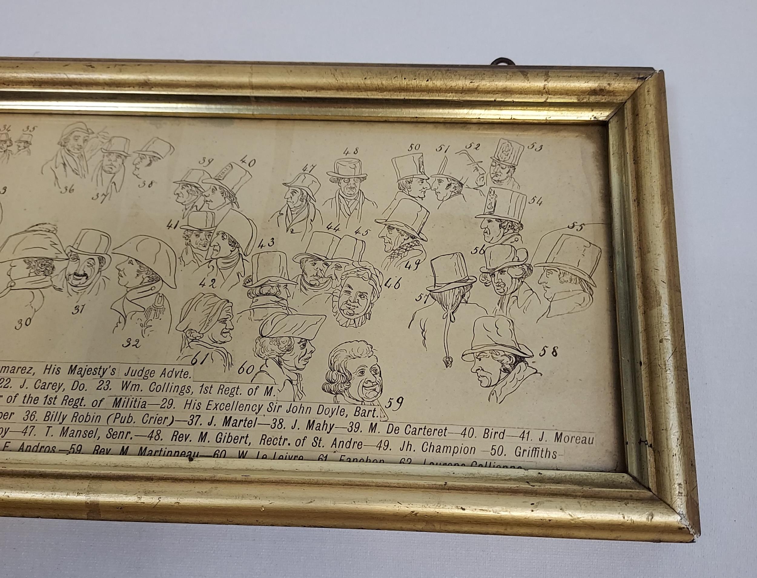 Antique print depicting various characters with key to people showed within the print. [14x42cm] - Image 3 of 8