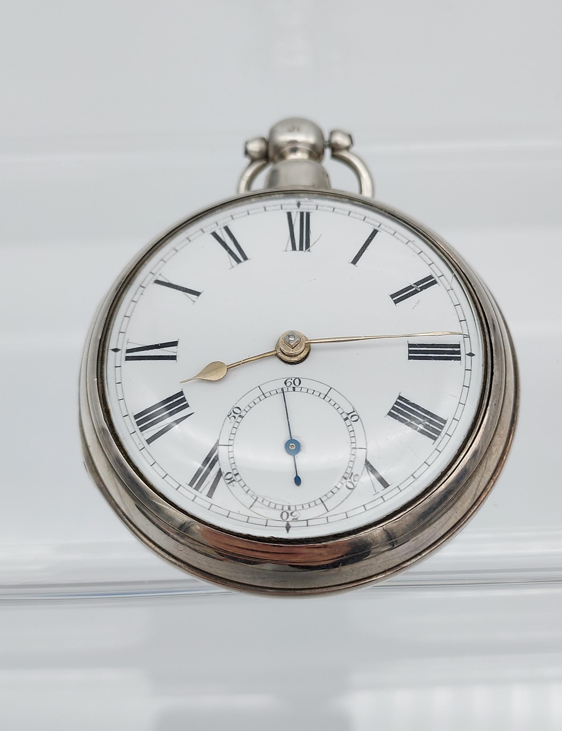 Antique London silver cased pocket watch produced by P. Bryson & Son, Dalkeith, 8977. Comes with a - Image 2 of 6