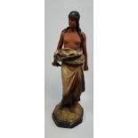 A Large vintage chalk semi nude woman warrior figurine. [63cm in height]