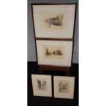 Two old Dundee pen drawings by Lilian Stephens and two Dundee etchings by Edward S Hodgson.