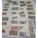 A Collection of various old foreign bank notes