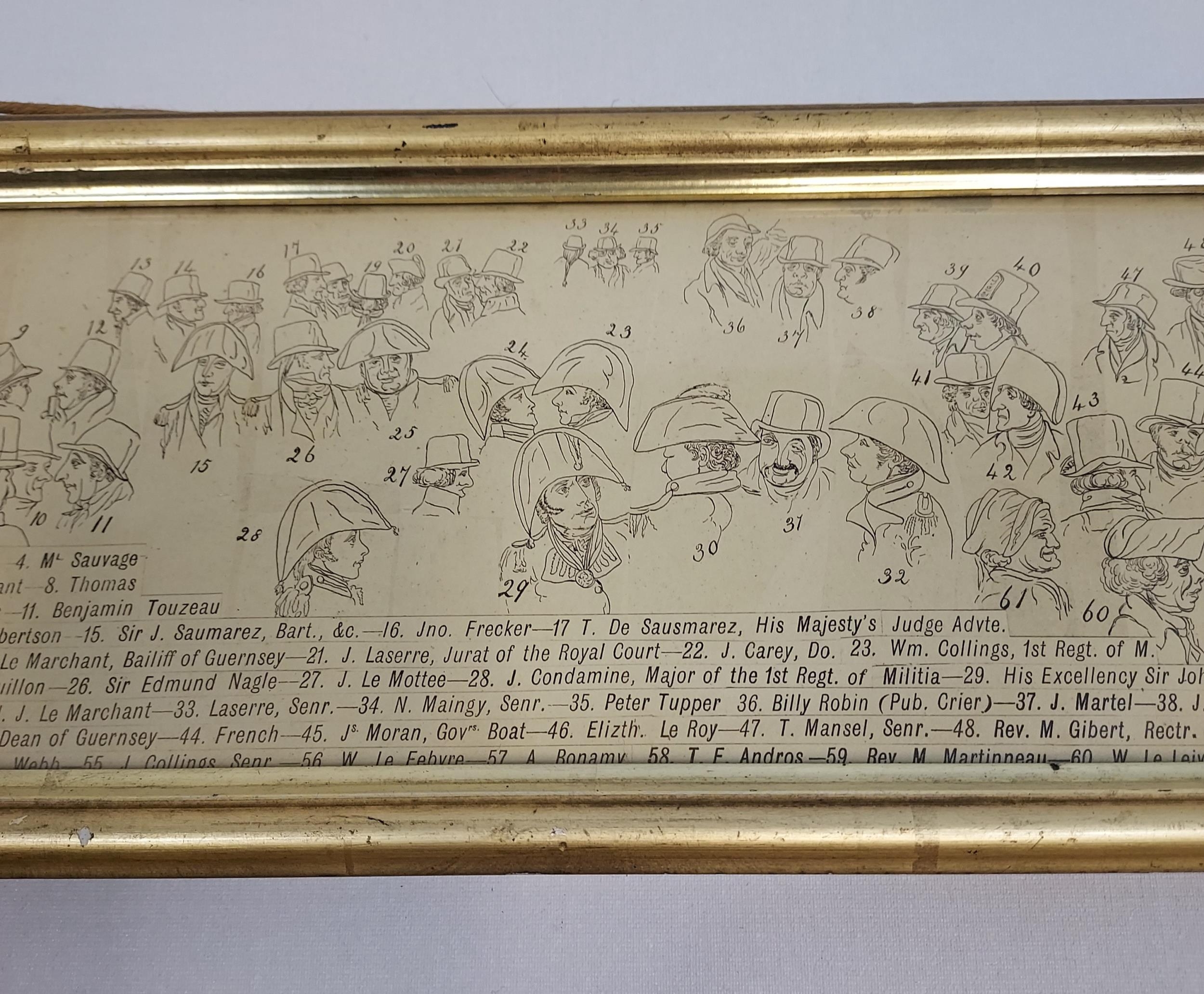 Antique print depicting various characters with key to people showed within the print. [14x42cm] - Image 2 of 8