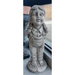 A Large and heavy concrete garden girl figurine [77cm in height]