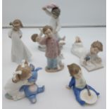 A Lot of six Nao figurines to include children in night gowns