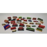 A Collection of die cast models- double decker buses, single buses and trams etc