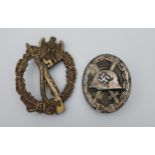 German WW2 Infantry Assault badge together with WW2 German silver wound badge.