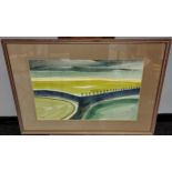Peter Davis Landscape watercolour. [49x68cm-frame]