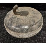 Antique curling stone with part handle.