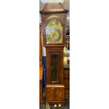 A 19th century Scottish long case grandfather rocking father time clock, brass face Clock,
