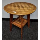 A Vintage hand made chess top side table. [59x48x52cm]