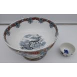 A 19TH Century Scottish stag design bowl together with an early 19th century Derby blue and white