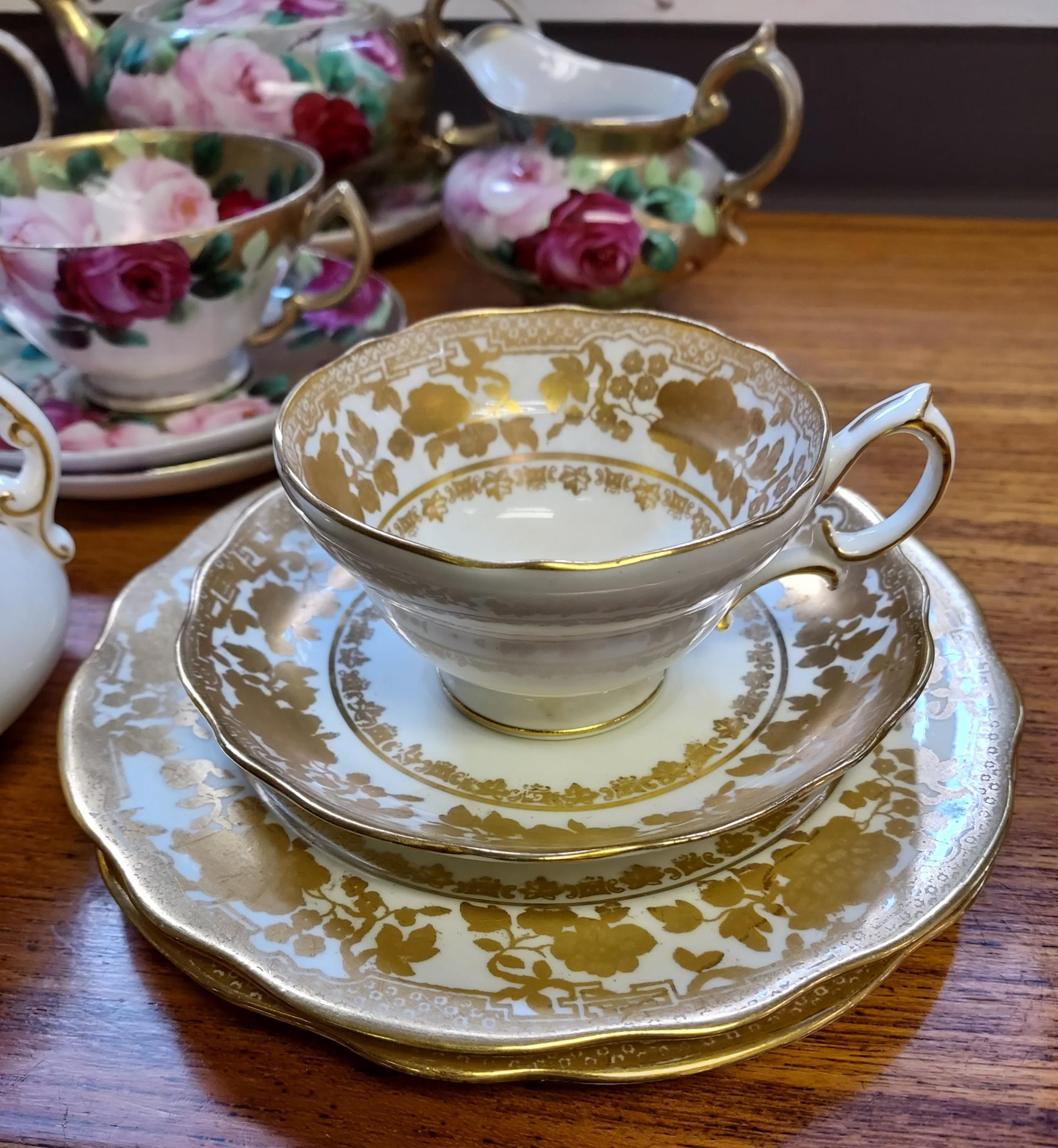 A 10 Piece Hammersley & co part tea set together with a hand painted Victorian rose design tea - Image 2 of 6