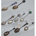 A Collection of silver hallmarked spoons to include enamel spoons, [102.03grams]