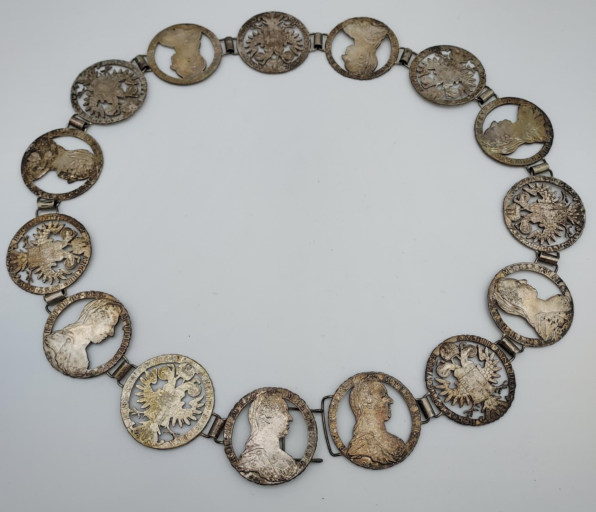 1780 Austria Maria Theresa hand made belt, Made up of 15 coins. [142.85grams] - Image 2 of 5