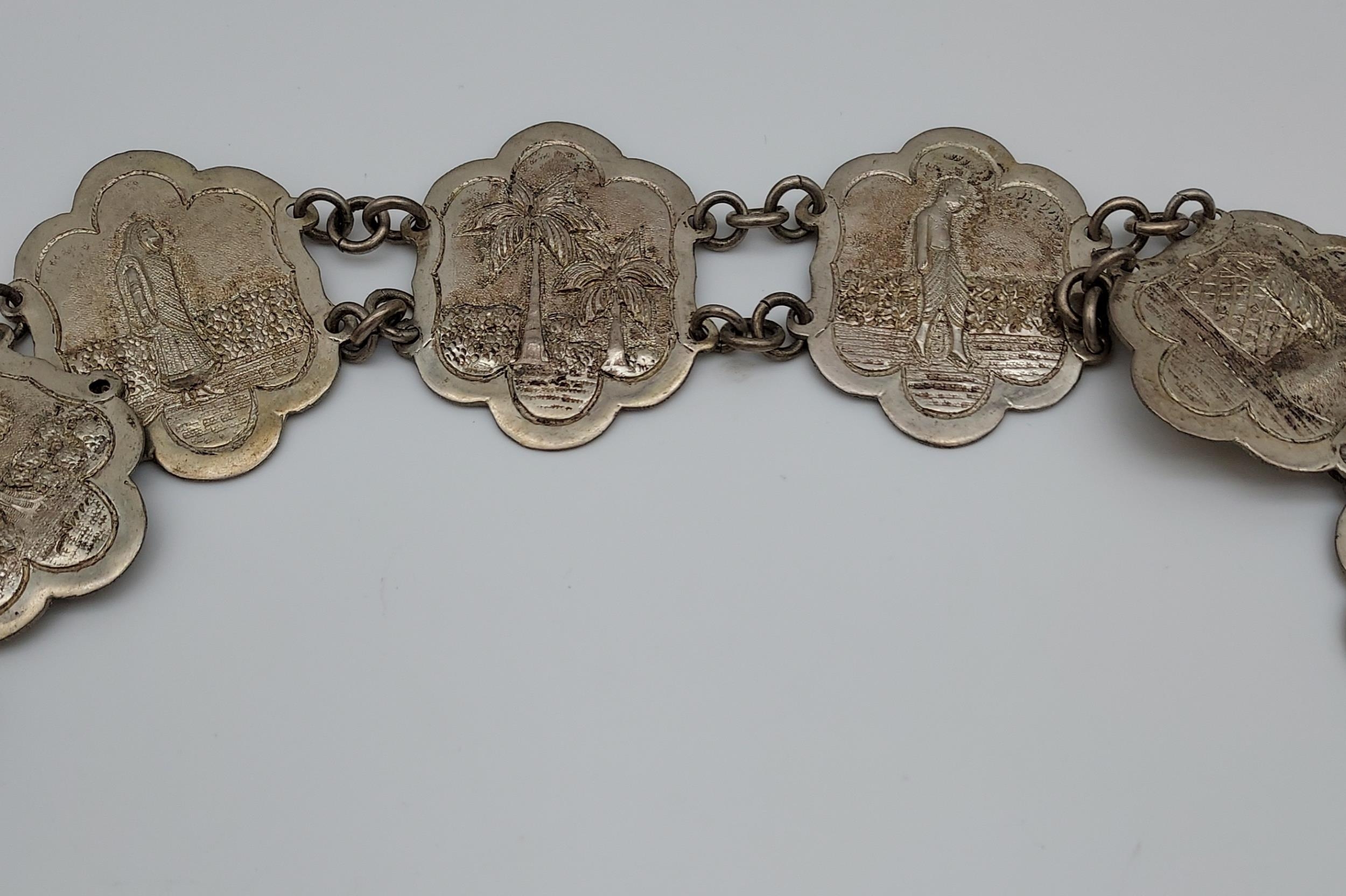 An Indian ornate silver belt. [206.90grams] - Image 6 of 7