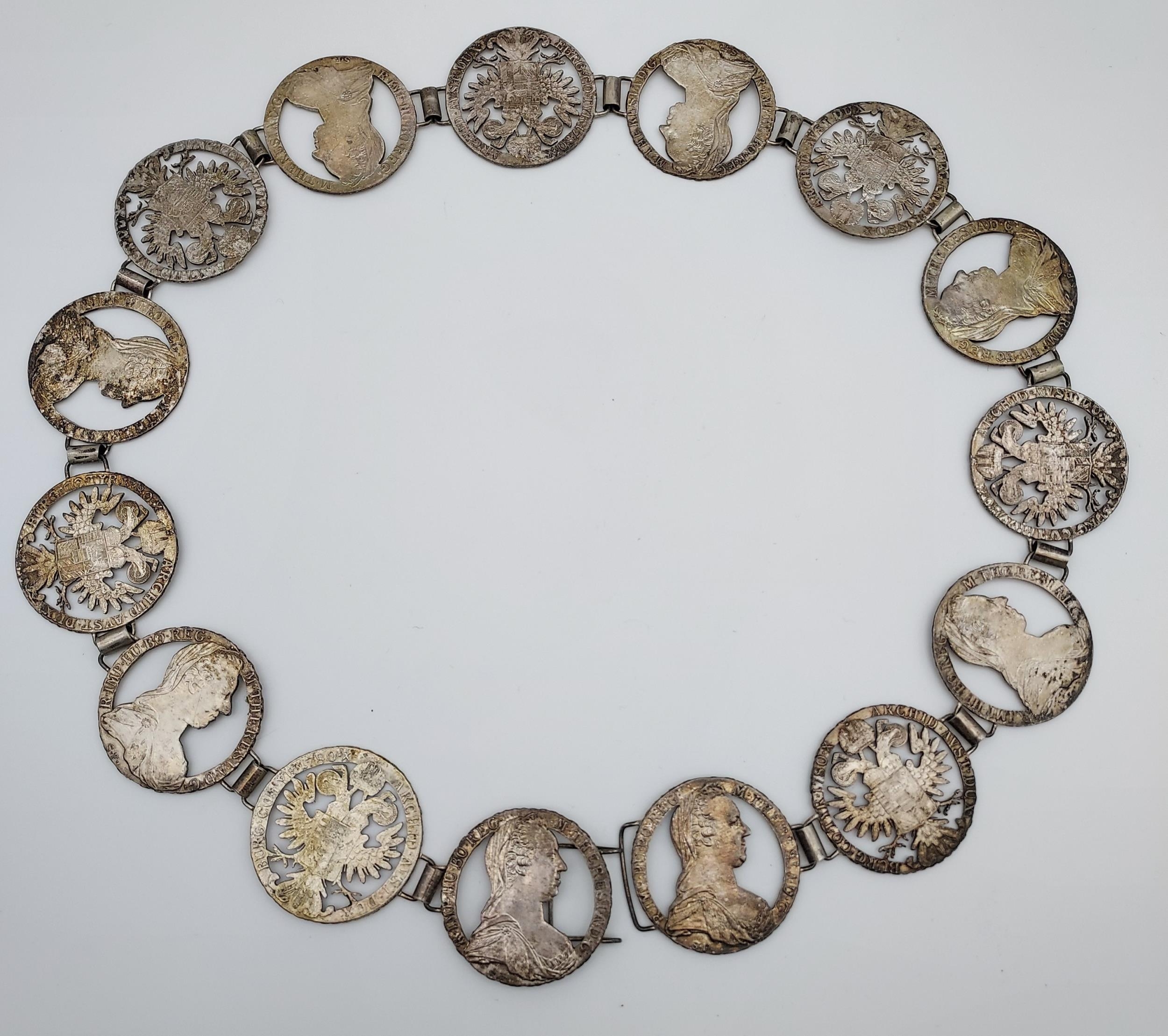 1780 Austria Maria Theresa hand made belt, Made up of 15 coins. [142.85grams]