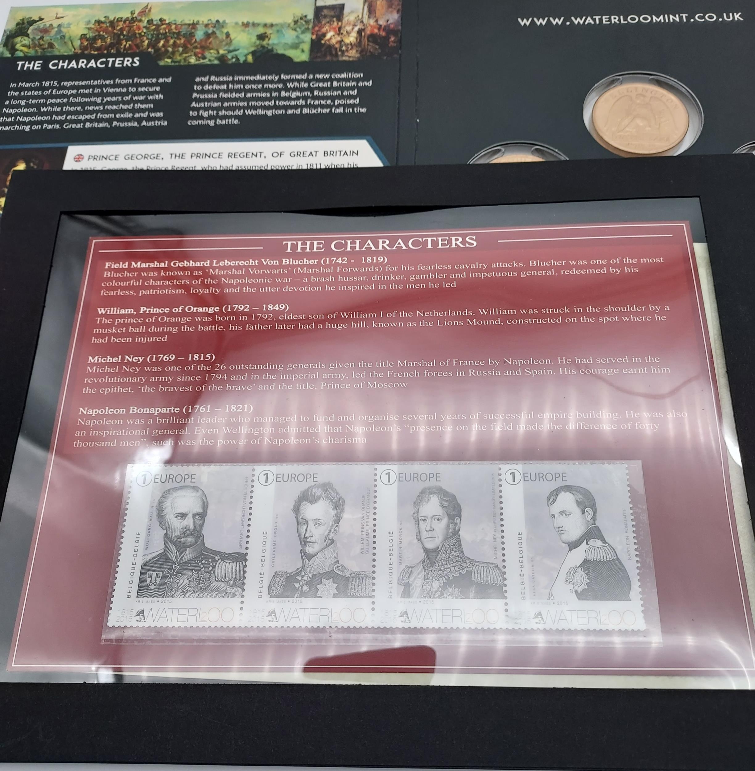 The Battle of Waterloo 6 piece coin set contains The duke of Wellington 14ct gold coin. - Image 3 of 3
