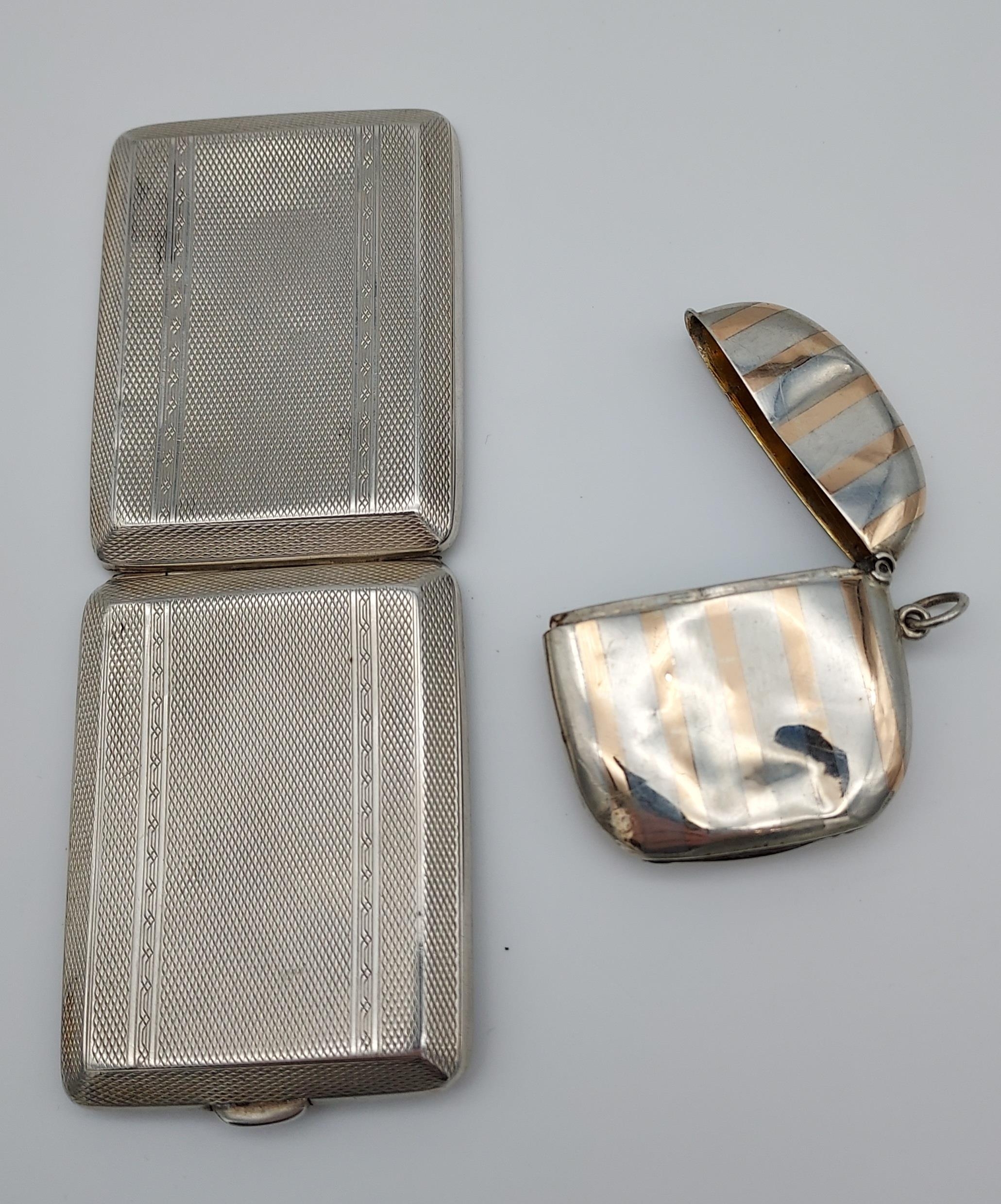 A Birmingham silver match stick holder, Silver and gold vesta. [37.41grams] - Image 3 of 3