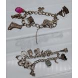 A Lot of two silver charm bracelets