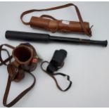 A Three pull scope by R. Burness Lovat Scouts with leather carry case together with a single