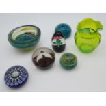 A Collection of Art Glass paperweights to include Perthshire, Strathearn and Murano. Also includes a