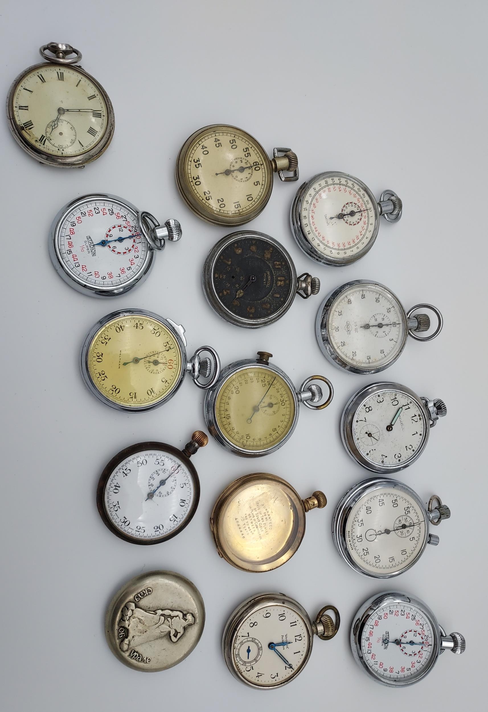 A Collection of vintage pocket watch and stop watch spares