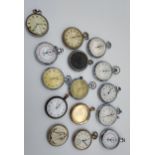 A Collection of vintage pocket watch and stop watch spares