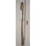 Antique two piece Hardy Bros can fly rod titled 'The Pope Rod' Comes with bag and handle extra