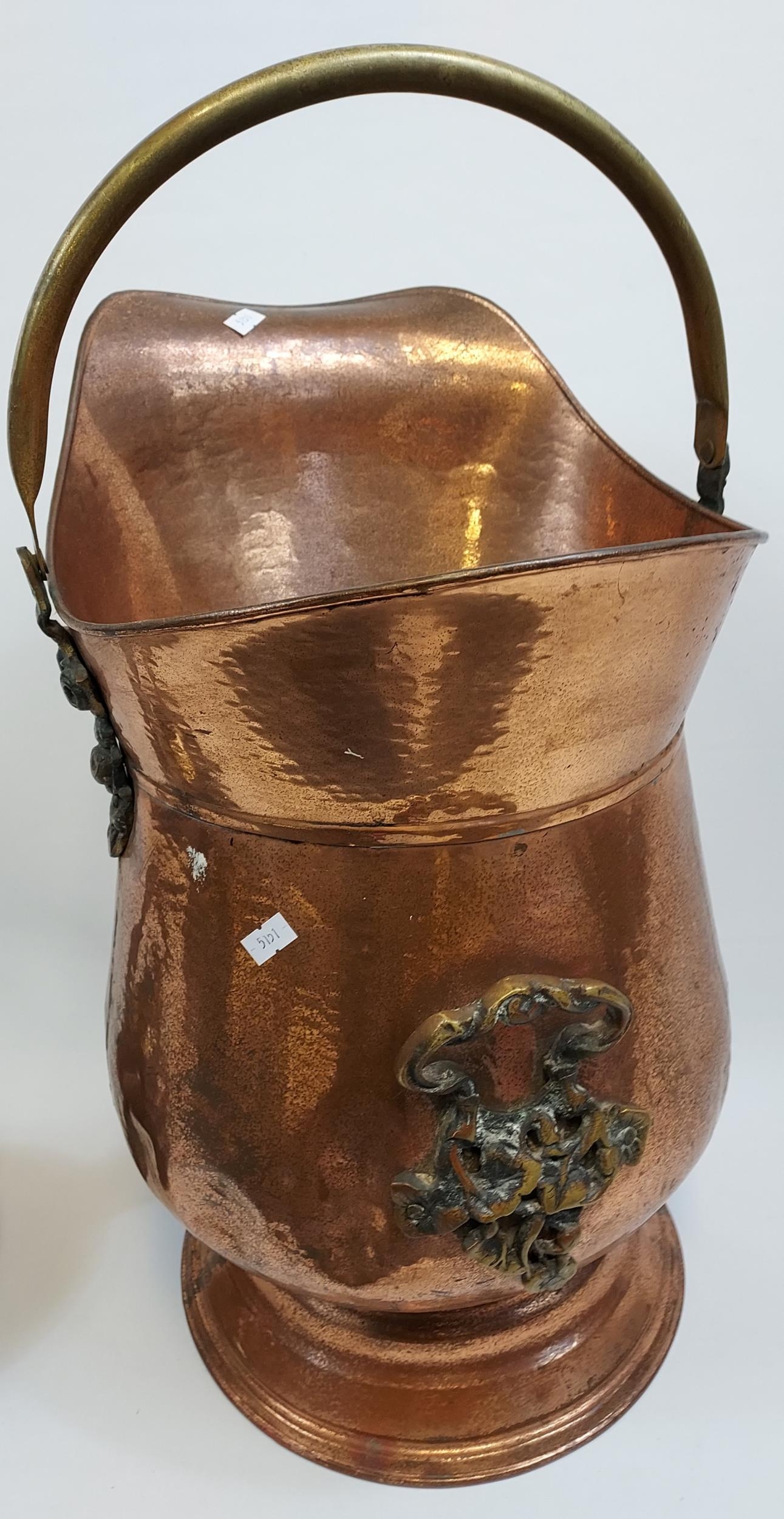 A Vintage brass and copper coal scuttle and Susteas stove top whistling tea kettle. - Image 2 of 2