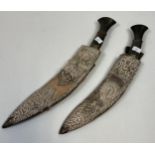 A Lot of two antique wooden hilted Kothimora Kukri's. One showing the example of a regimental marked