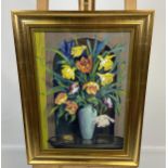 W. Haeburn- Little Oil painting still life depicting flowers and vase. [Gilt frame 66x51cm]