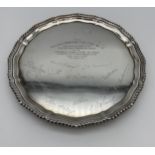 A Birmingham silver presentation tray presented to the RevD. DR.E.M. Macphail C.IE., C.B.E., M.L.