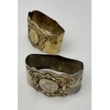 A Pair of London silver gilt napkin rings.