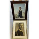 A Framed print of the queen and a print of The Duke of Edinburgh.