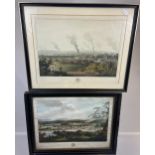 Two 19th century coloured engravings titled 'The City of Glasgow & The Town of Dunkeld' originally