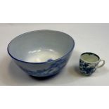 An early 19th century Worcester half moon marked drinking tea cup. Together with a blue and white