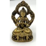 Antique gilt bronze/brass Tibetan Buddhism deity. [19cm in height]