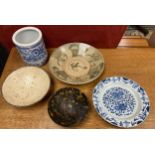 A Selection of Chinese porcelain items to include provincial bowl.