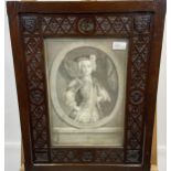 An 18th century engraving depicting Prince Charlie, Fitted with a dark wood hand carved frame. [