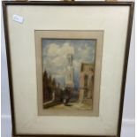R.P. Bonington R.A. Original watercolour titled 'Bruges' [Frame 59x50cm]