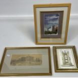 Three various artworks depicting building studies.