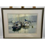 David Clarke Original watercolour painting titled 'Boats, Axmouth' [50x64cm]