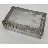 An Indian Silver cigarette/ cigar box. [4x14.5x9.5cm] [282grams]