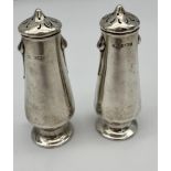 A Pair of Birmingham silver art nouveau design cruet pots. Produced by John Edward Wilmot. [60grams]